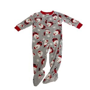 Carters Kids Gray Santa Claus Fleece Footed Pajamas 18M Christmas PJs Sleepwear